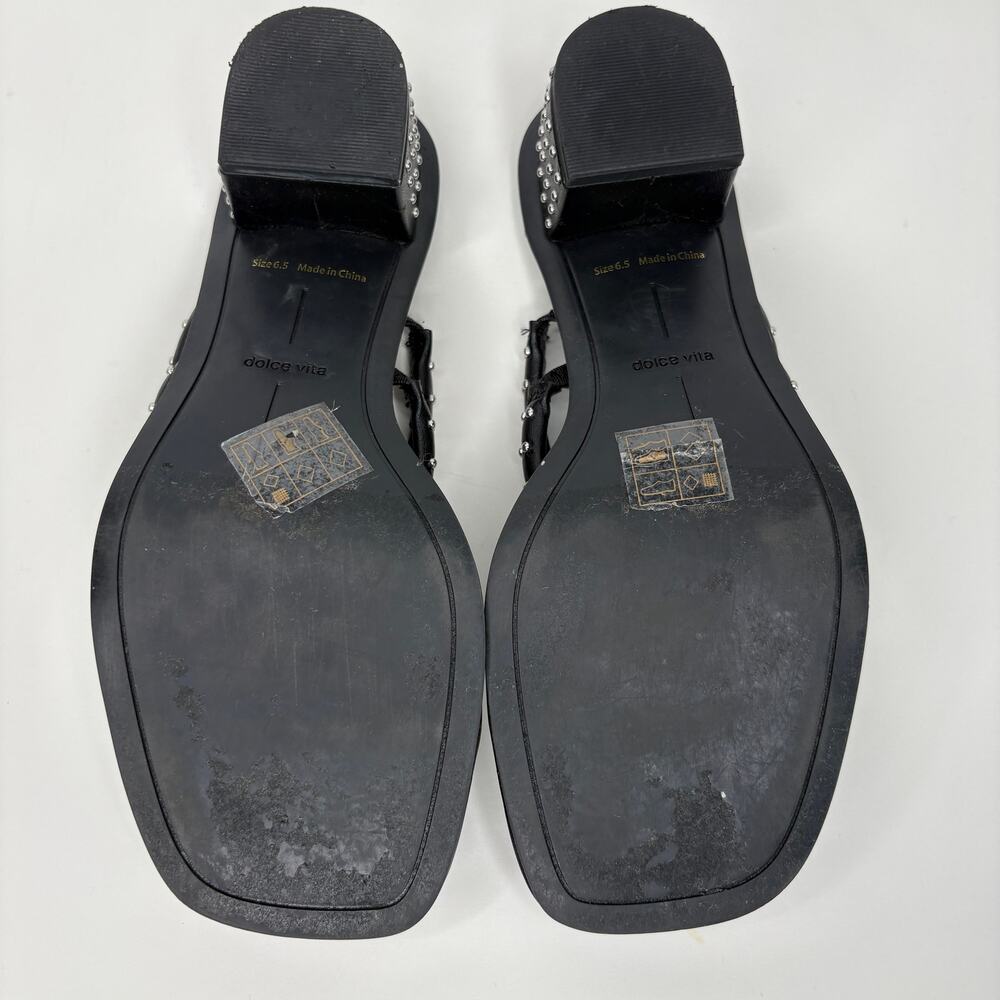 Dolce Vita Studded Black Slip On Square Toe Heeled Sandals - Women's Size 6.5 - Picture 5 of 6